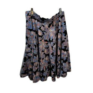 Forever 21 Womens Floral Print Skater Skirt Black & Blue Size‎ M